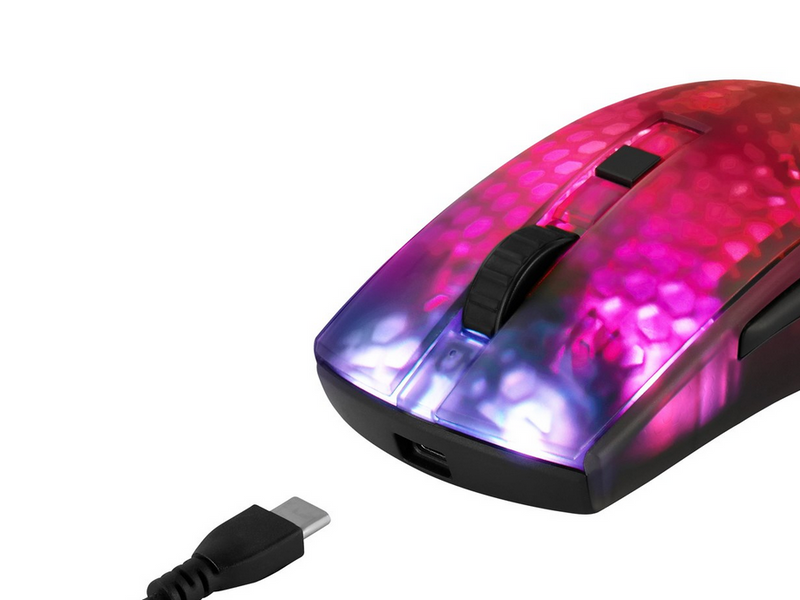 Deltaco GAMING DM320 Transparents RGB Wireless - Gaming Maus (Schwarz)