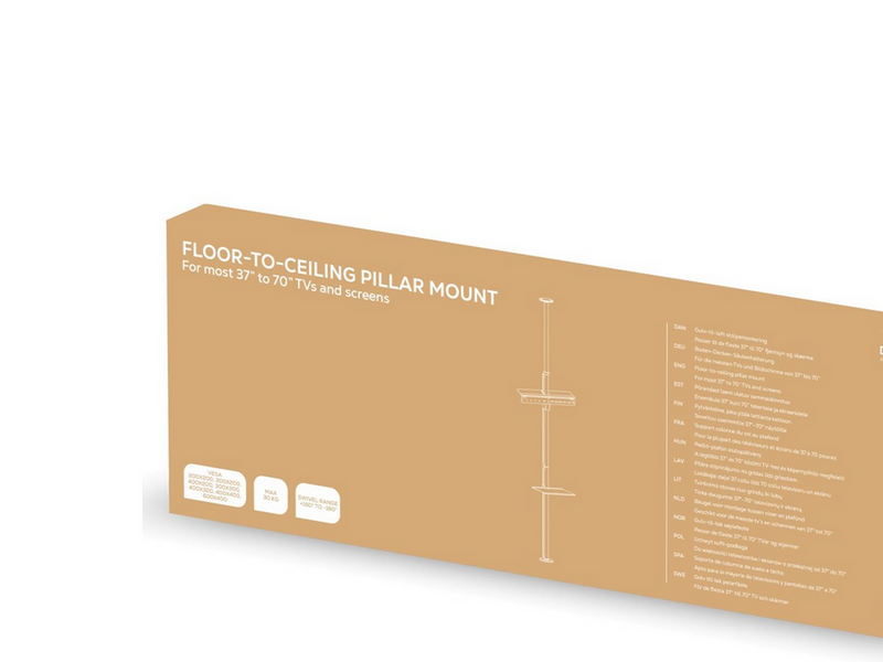 Deltaco Floor-to-ceiling mount for most 37” to 70” TVs and screens - Max 30 kg - recommended for 70"