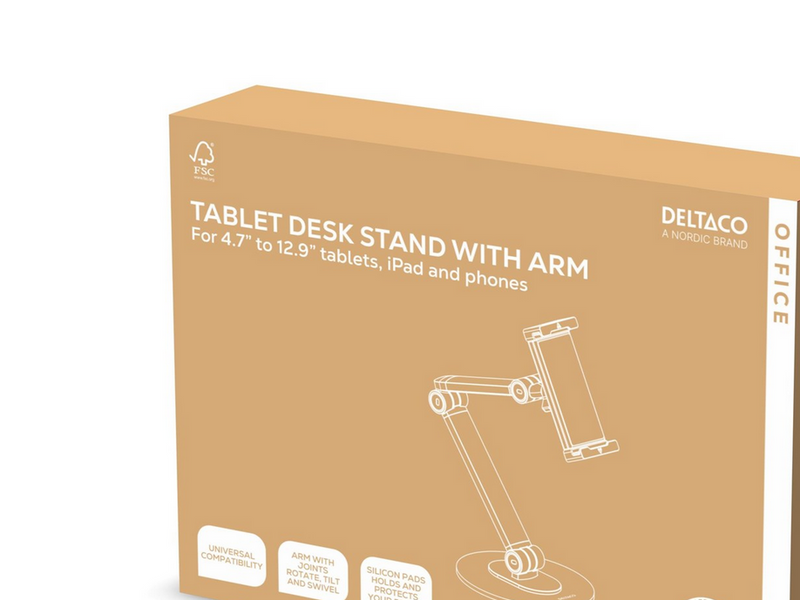 Deltaco Universal tablet desk stand with adjustable arm 4.7 to 12.9” tablets iPad and phones