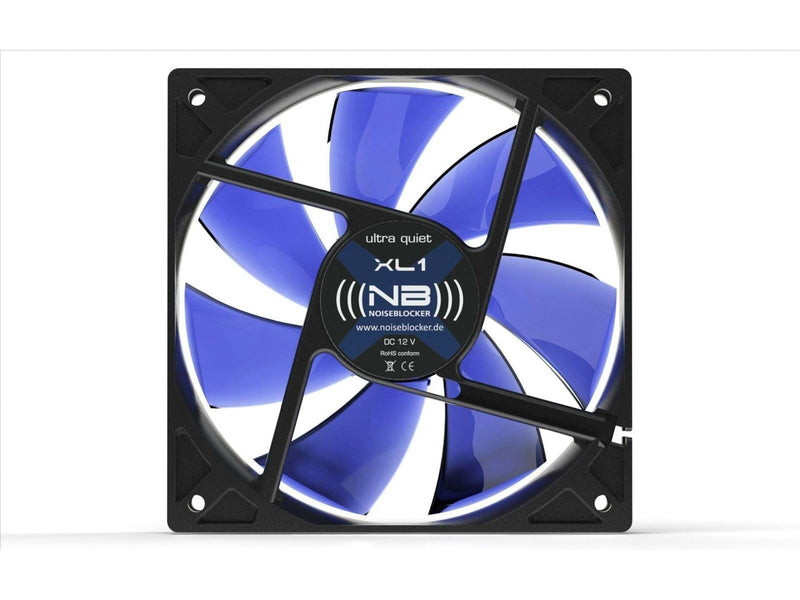 Blacknoise BlackSilentFan XL-2 - Gehäuselüfter - 120mm - Schwarz mit blauen Flügeln - 24 dBA