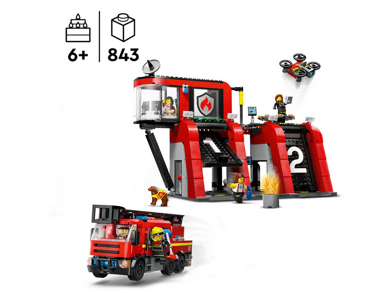 LEGO City 60414 Feuerwehrstation mit Drehleiterfahrzeug