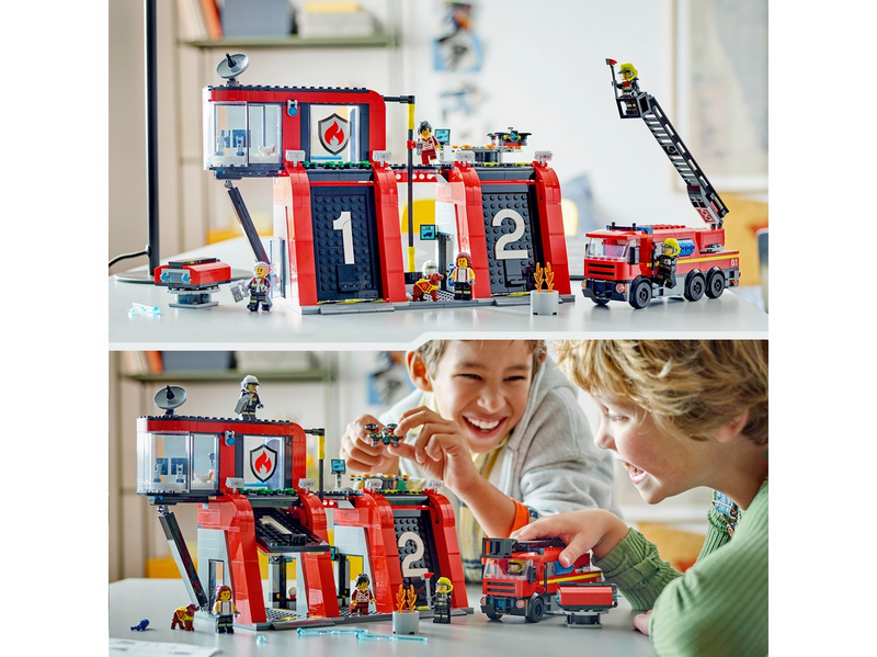 LEGO City 60414 Feuerwehrstation mit Drehleiterfahrzeug