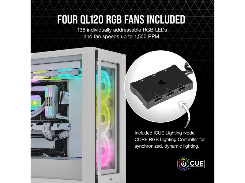 Corsair iCUE 5000X RGB QL Edition - White - Gehäuse - Miditower - Weiß
