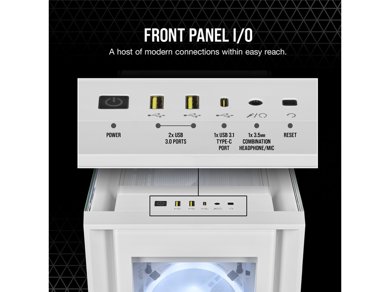 Corsair iCUE 5000X RGB QL Edition - White - Gehäuse - Miditower - Weiß