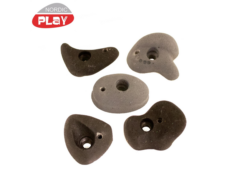 Nordic Play climbing grips black/grey 5 pcs. polyresin incl. screws