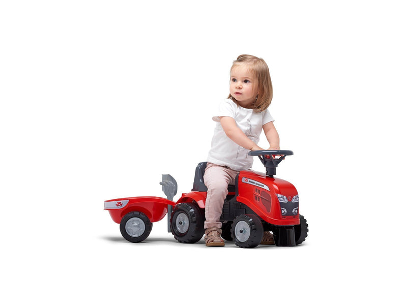Falk  Ride-on tractor with trailer rake and shovel Baby Massey Ferguson