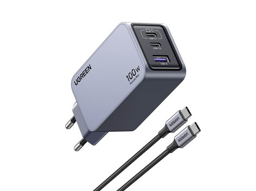 UGREEN Nexode Pro 100W 3-Port GaN Fast Charger with 100W USB-C Cable