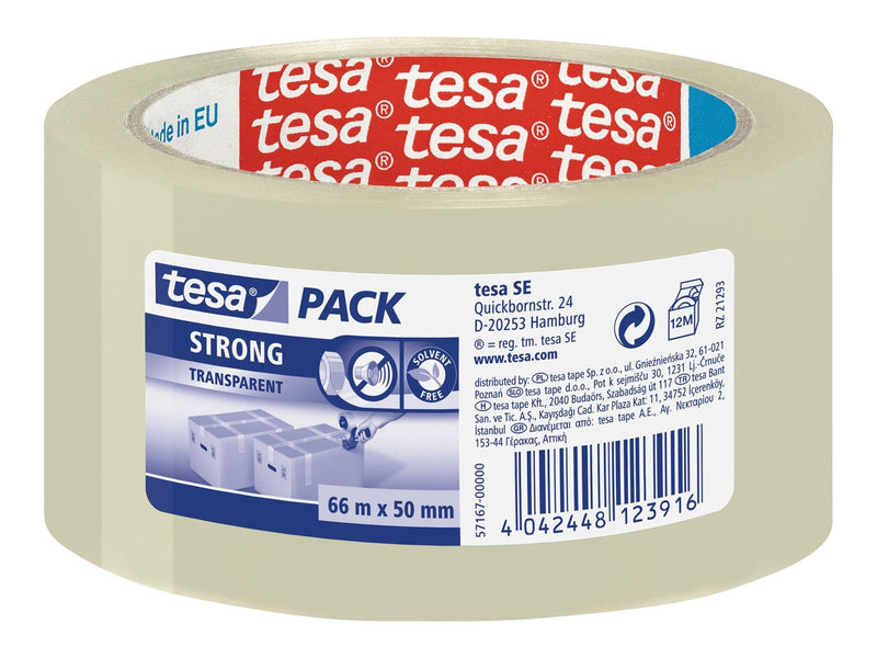 tesa Pack Strong Packaging Tape 66m x 50mm Transparent