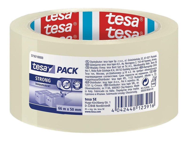 tesa Pack Strong Packaging Tape 66m x 50mm Transparent