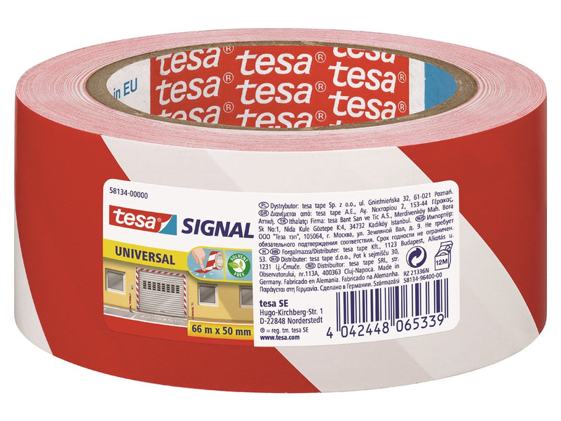 tesa Signal Universal Warning marking tape 66m x 50mm Red-White