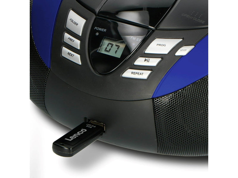 Lenco SCD-37 USB - Portable FM Radio CD and USB player - Blue