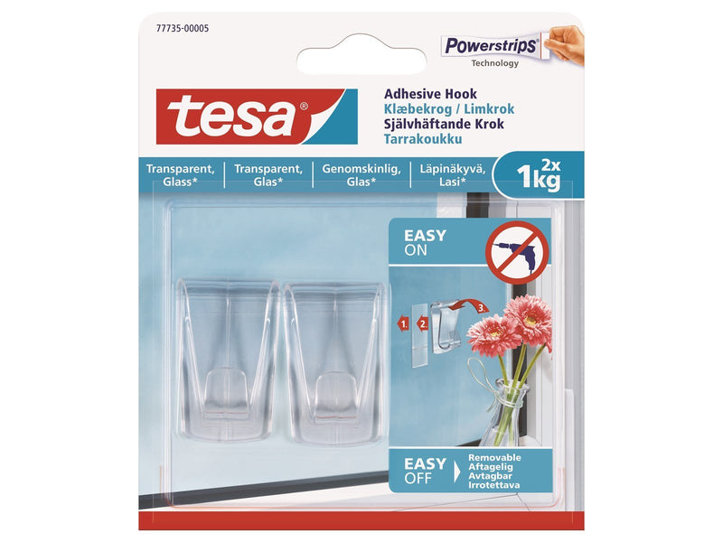 tesa Powerstrips Hook 1kg Transparent