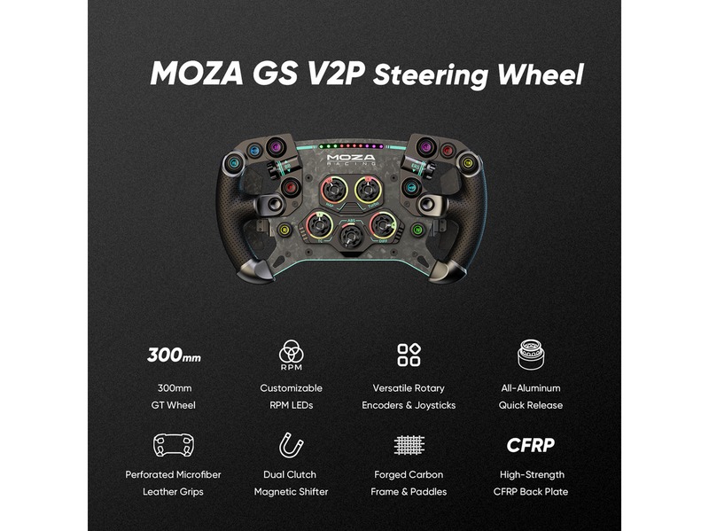 Moza Racing GS V2P Microfiber Leather GT steering wheel - Wired Lenkrad - PC