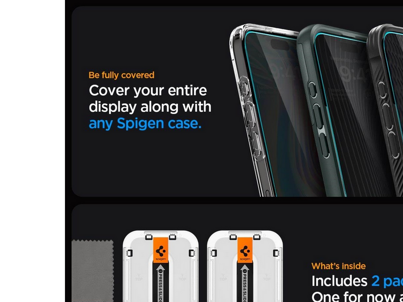 Spigen Glass tR EZ Fit (Privacy) 2 Pack - transparency - iPhone 15 Pro