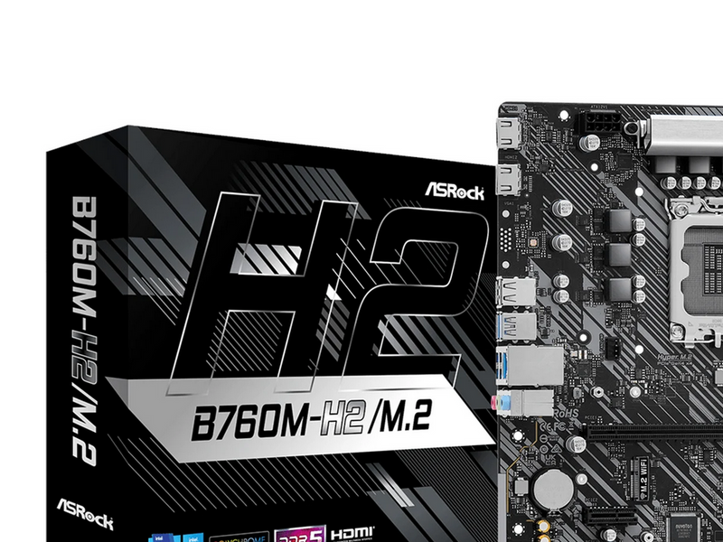 ASRock B760M-H2/M.2 Mainboard - Intel B760 - Intel LGA1700 - DDR5 RAM - Micro-ATX