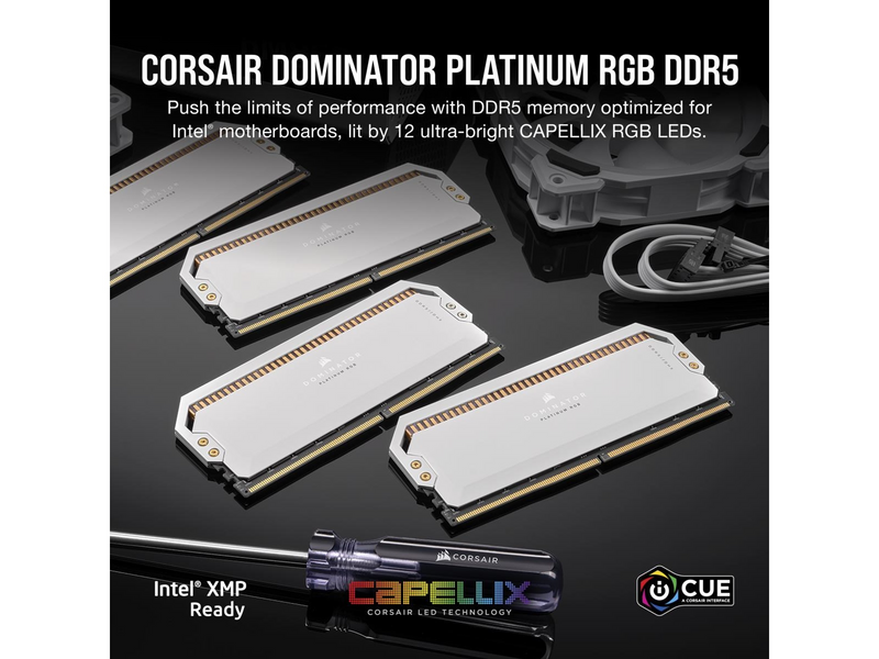 Corsair Dominator Platinum RGB DDR5-5600 - 32GB - CL36 - Dual Channel (2 pcs) - Intel XMP - Weiß mit RGB