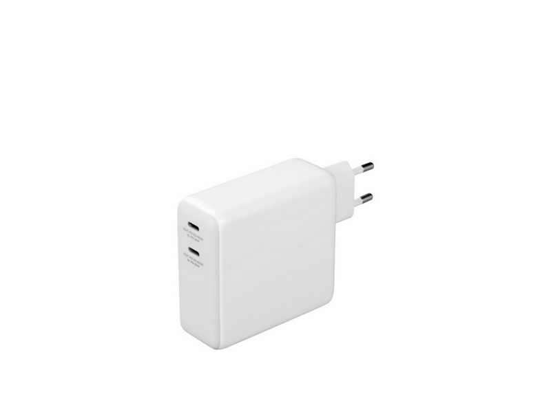 Deltaco USB-C GaN Wall Charger 60W w/ Built-in Powerbank | 9600 mAh | 2x USB-C | PPS | White