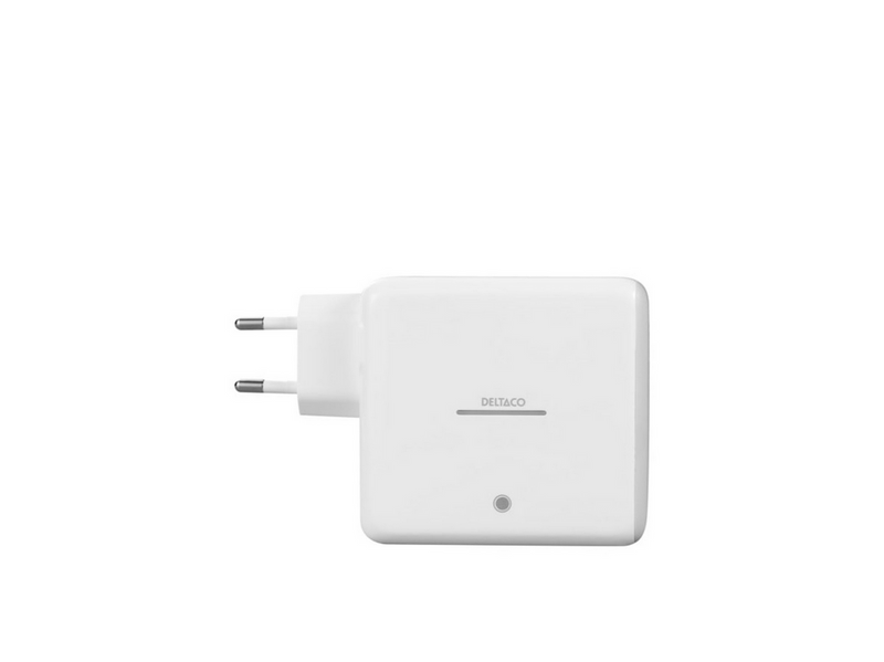 Deltaco USB-C GaN Wall Charger 60W w/ Built-in Powerbank | 9600 mAh | 2x USB-C | PPS | White