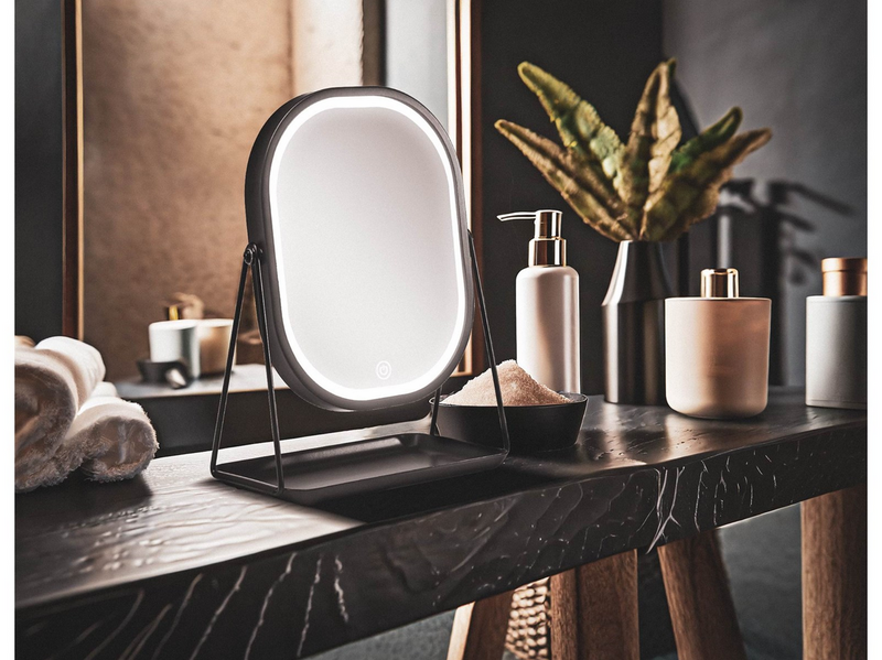 Gillian Jones Mirror With LED Light and Tray - Black