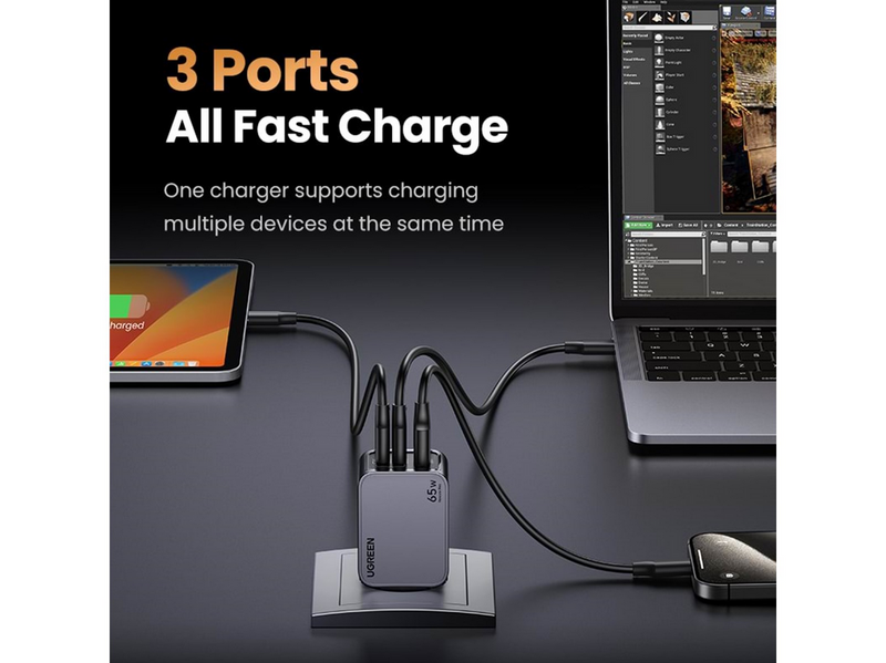 UGREEN Nexode Pro 65w 3-Port Gan Fast Charger
