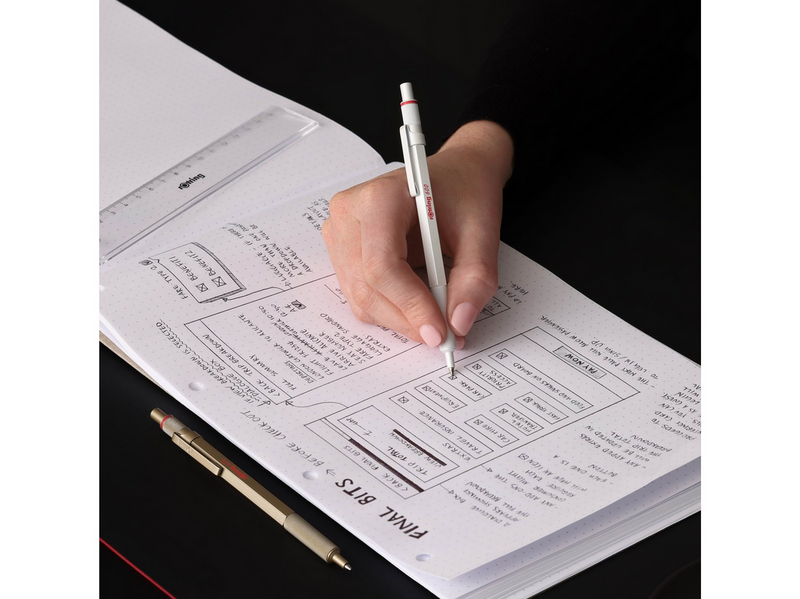 Rotring rOtring 600 Kugelschreiber | mittlere Spitze | Schwarze Tinte | perlweißer Schaft | nachfüllbar