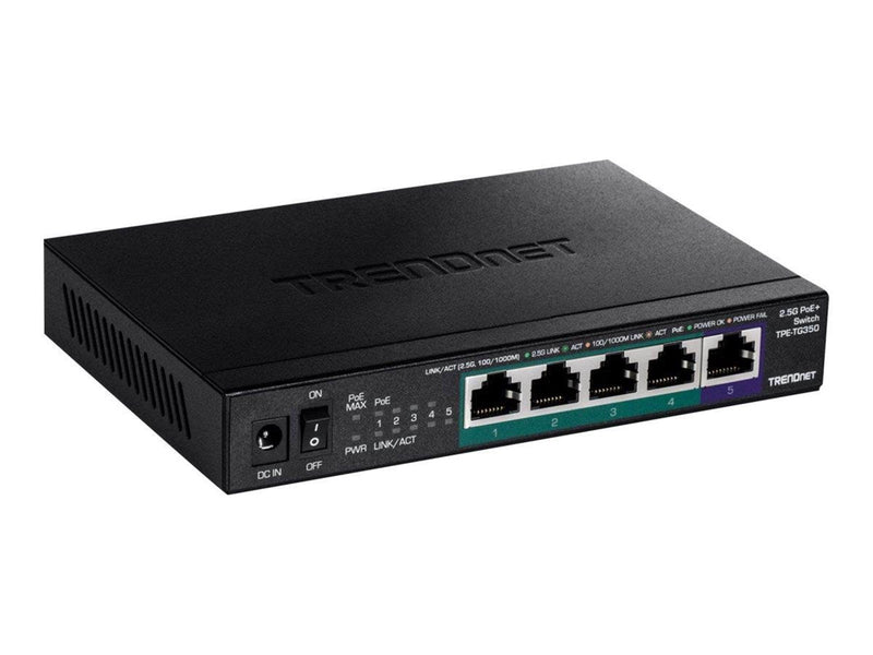 TRENDnet TPE TG350 5-Port Unmanaged 2.5G PoE+ Switch (55W)