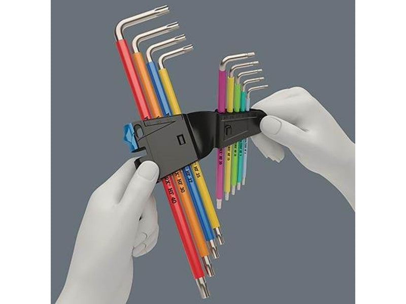 Wera 3967/9 TX SXL Multicolour HF Stainless 1 L-key set w/ holding function stainless 9 pieces