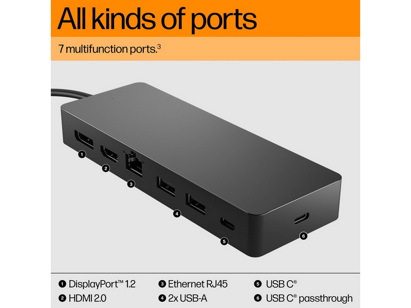 HP Universal Docking Station - USB-C - 7-Port - HDMI+DP