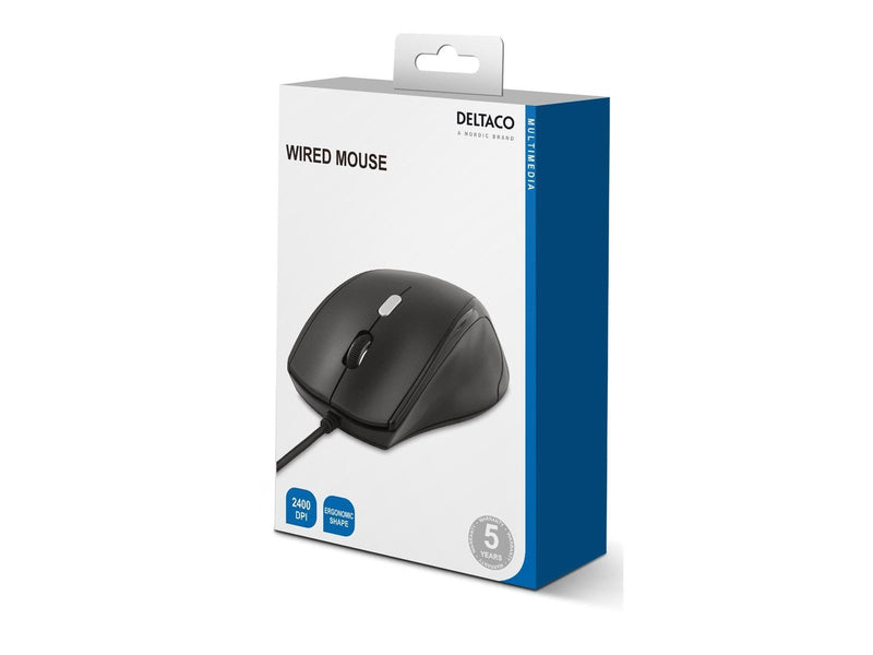 Deltaco MS-774 Mouse 3 buttons Wired USB Black - Maus (Schwarz)