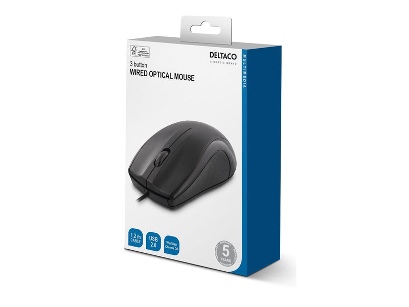 Deltaco Wired Optical Mouse 3 buttons with scroll - Maus (Schwarz)