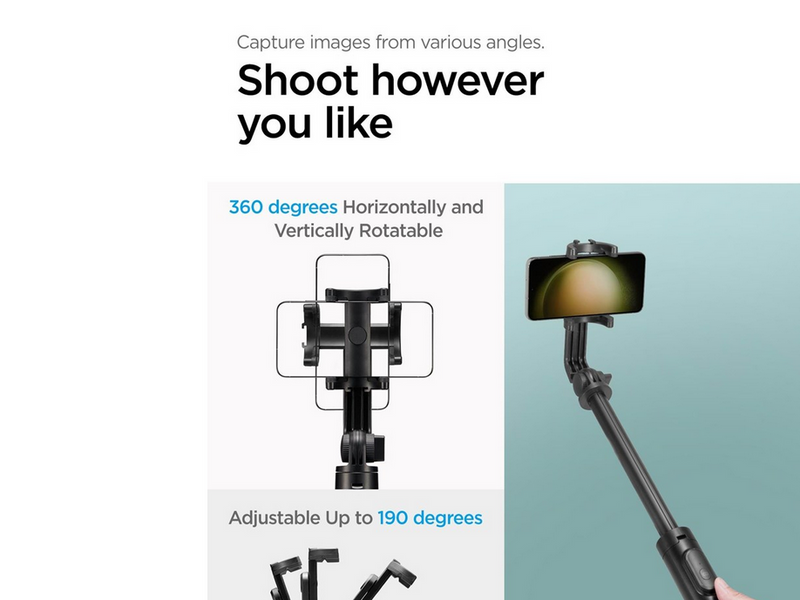 Spigen Tripod Selfie Stick - black - longer version