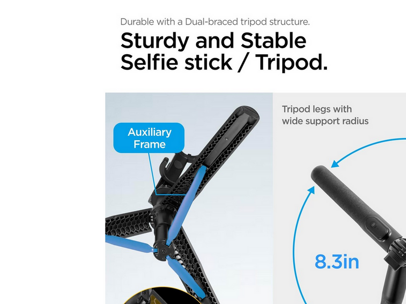 Spigen Tripod Selfie Stick - black - longer version