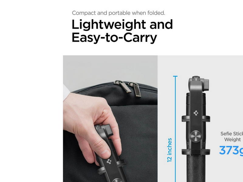 Spigen Tripod Selfie Stick - black - longer version
