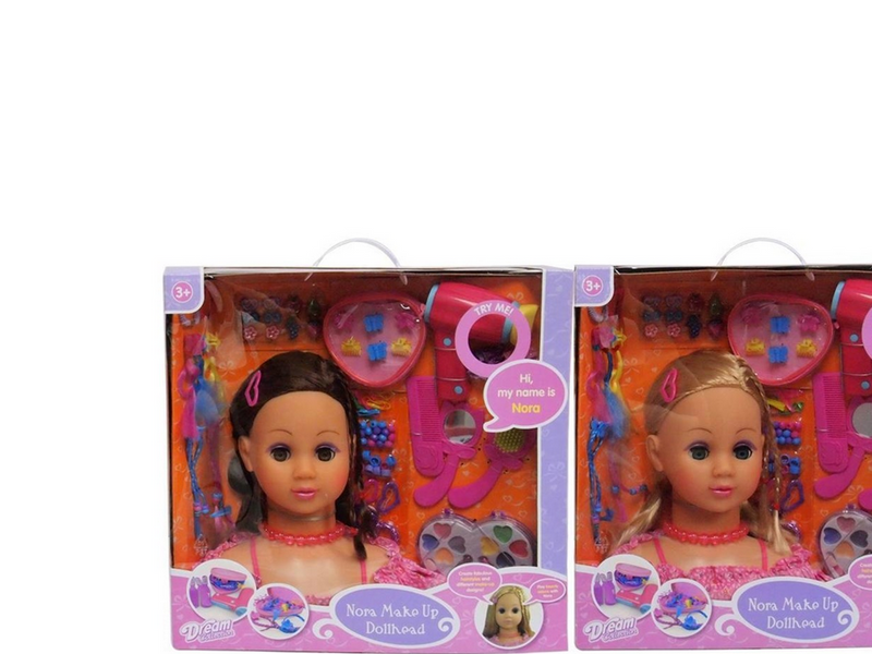 Nora Make-Up Dollhead - assorted