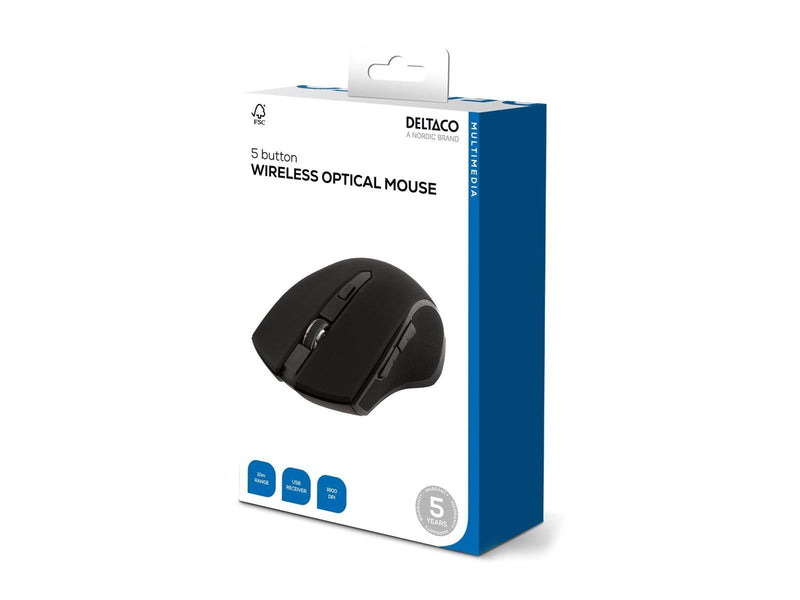 Deltaco MS-763 wireless USB Optical Mouse 5 buttons + scroll Black - Maus (Schwarz)