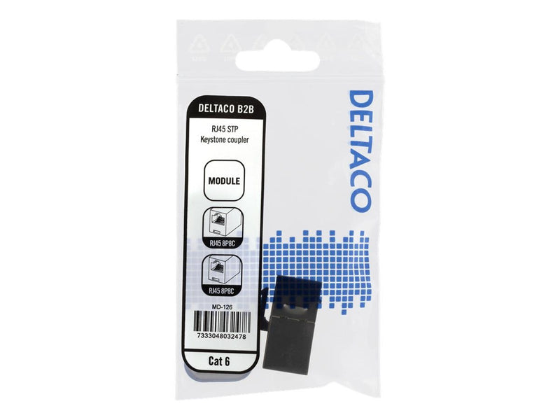 Deltaco MD-126 Cat6 Keystone Coupler Shielded 2xRJ45 plastic 180 metal