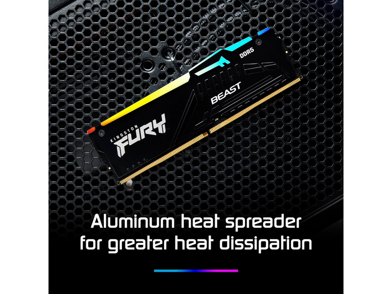 Kingston FURY Beast RGB DDR5-6000 - 8GB - CL30 - Single Channel (1 pcs) - AMD EXPO & Intel XMP - Schwarz mit RGB