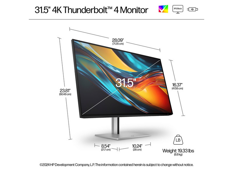 32" HP Series 7 Pro 732pk - 3840x2160 (4K) - 60Hz - IPS - 100W USB-C - KVM switch