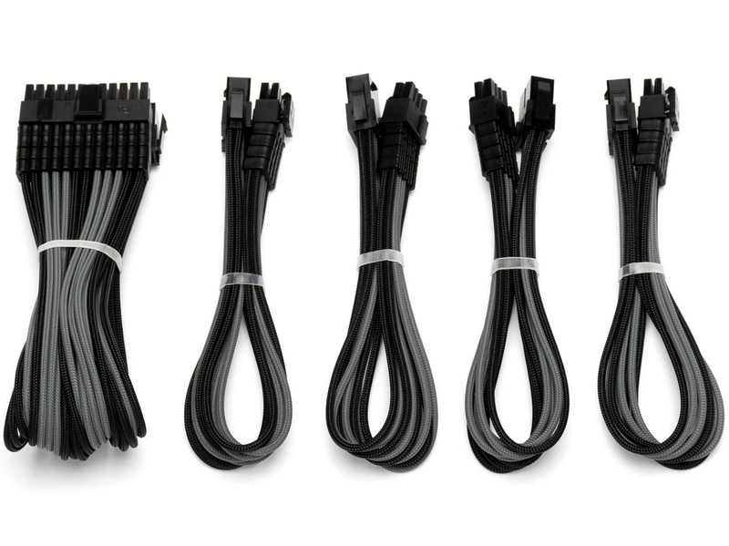 DUTZO Sleeved Power Extention Cable Kit (v2) - Schwarz / Grau