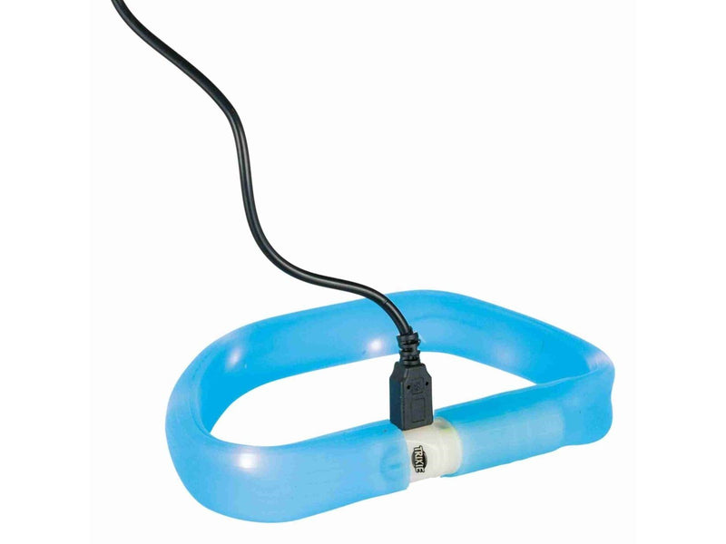 Trixie Flash Light Band USB Adjustable LED Safety Collar Blue Size: M-L 50cm/30mm