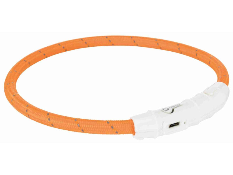 Trixie Flash Light Ring USB Illuminated Dog Safety Collar Orange Size M-L 7mm 45cm