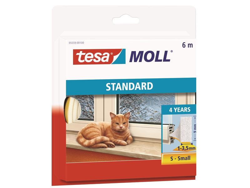 tesa moll Standard Foam Sealing Tape 6m x 9mm x 4mm White