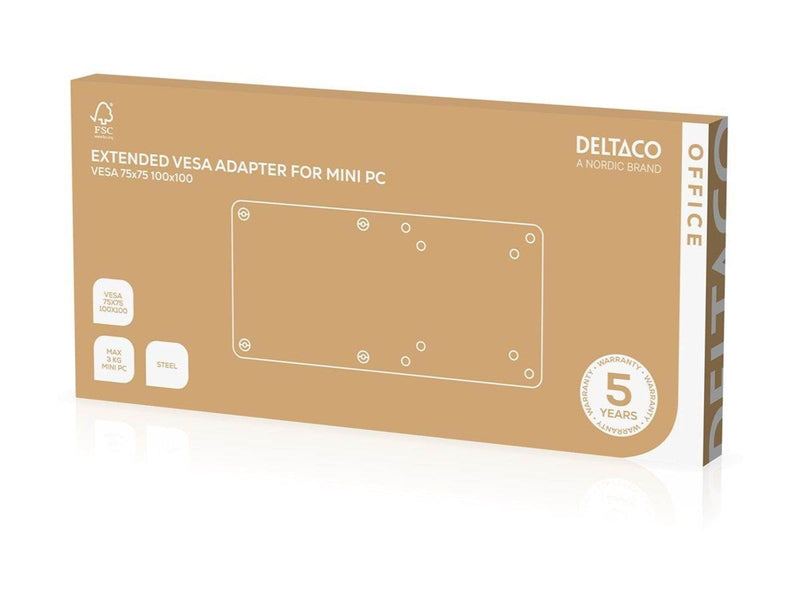 Deltaco ARM-0541 - VESA-adapter for Mini-PC 3 kg 100 x 100 mm