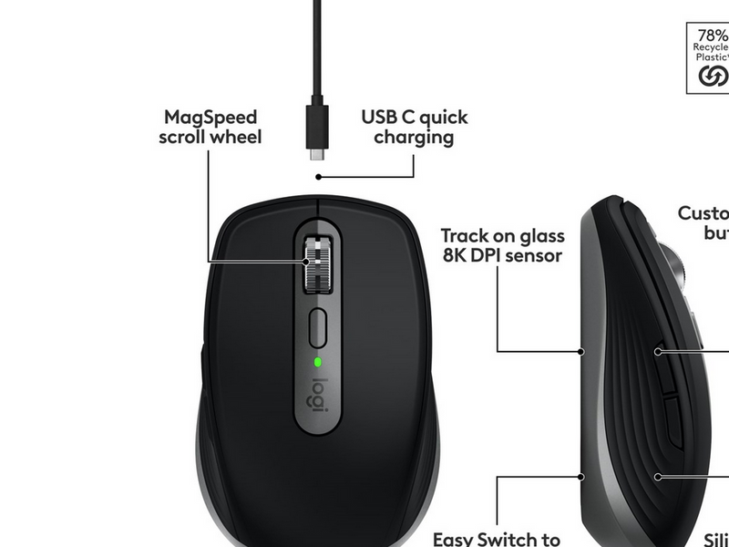 Logitech MX Anywhere 3S for MAC - Space Grey - Maus (Schwarz)