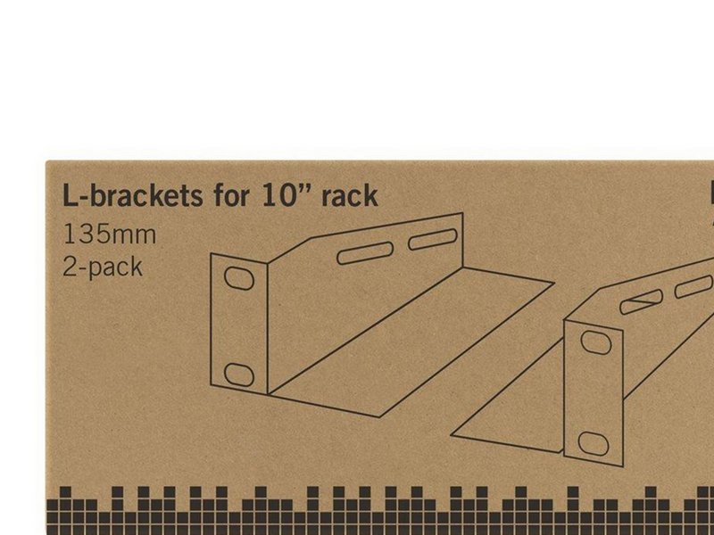 Deltaco L-support Rails 10" Cabinet 1U 136mm deep (2-Pack) Black