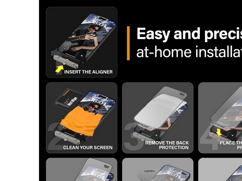PanzerGlass MATRIX Screen Protector with D3O iPhone 15 Pro Max | Ultra-Wide Fit w. AlignerKit