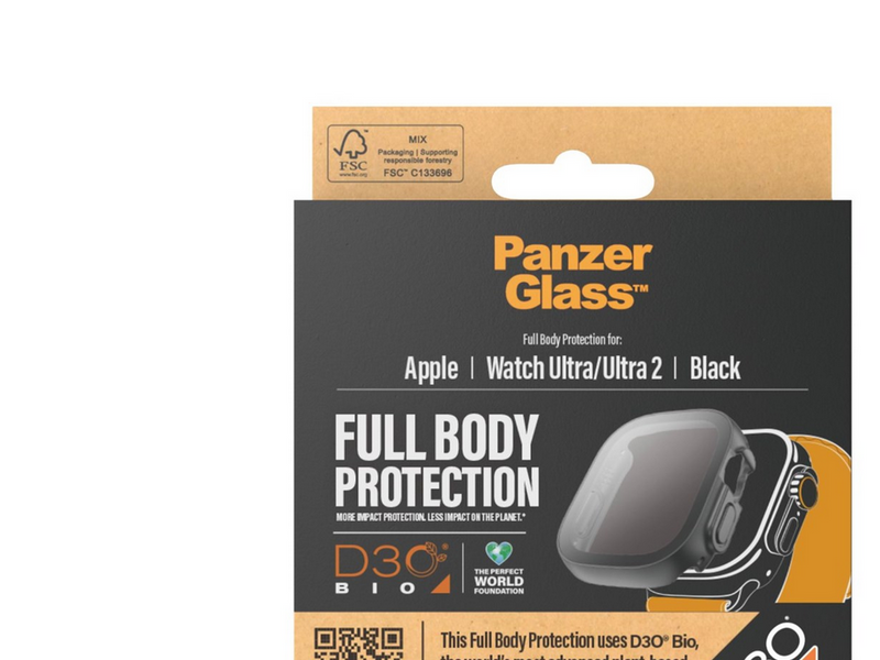 PanzerGlass Screen Protector Full Body with D3O Apple Watch Ultra | 49mm | Black
