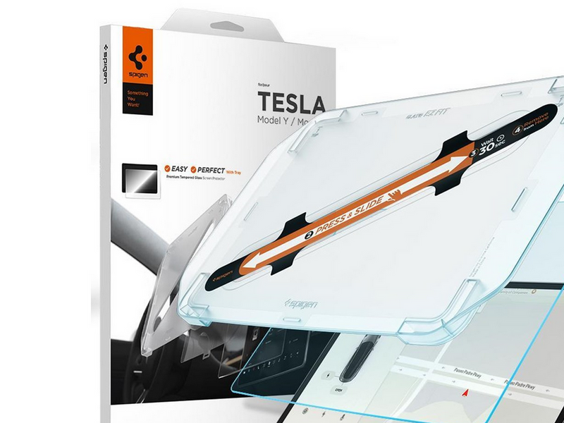Spigen Tesla EZ Fit Anti Glare Screen Protector - Model Y/3