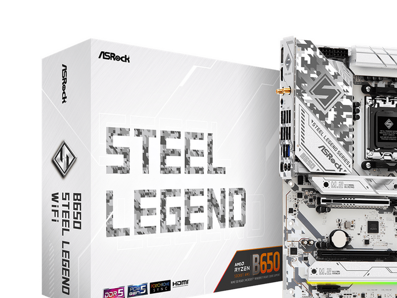 ASRock B650 STEEL LEGEND WIFI Mainboard - AMD B650 - AMD AM5 - DDR5 RAM - ATX