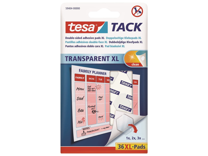 tesa TACK Adhesive Pads XL 36pcs Transparent
